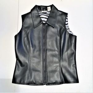 MB Designs M Black Imitation Leather Vest Lined
